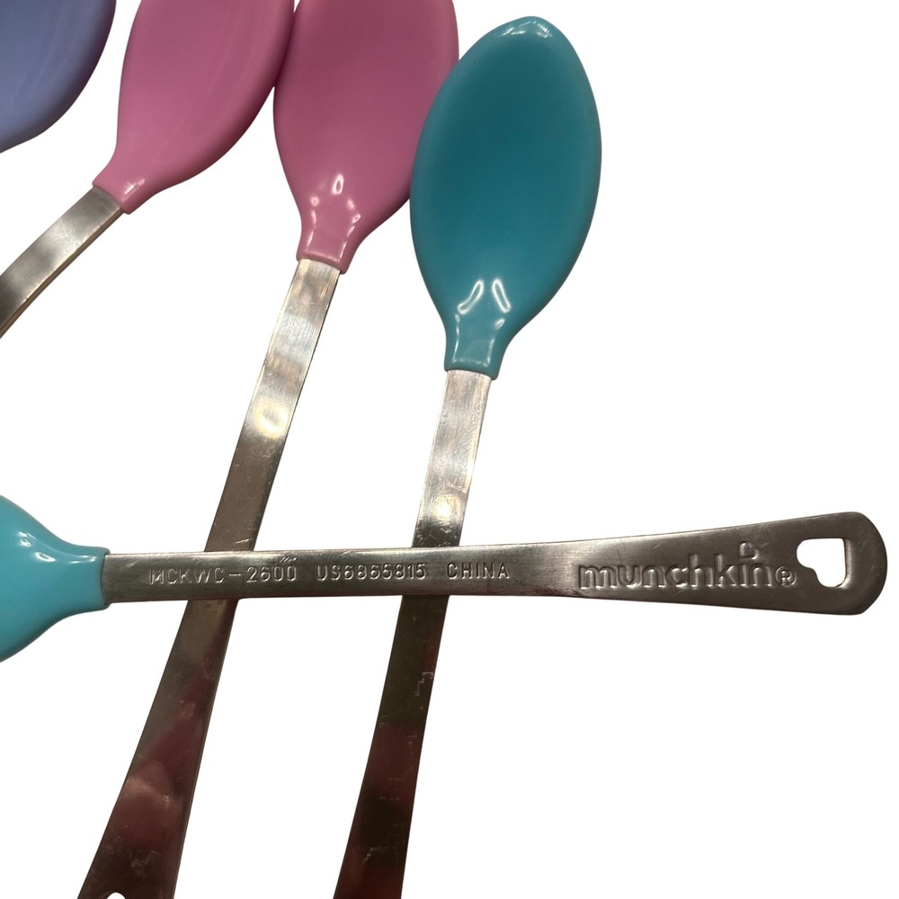 Munchkin Baby Spoons Infant 8pc Lot Multicolor Soft Tip Stainless Steel Plastic - Picture 3 of 4